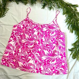 LOFT Pink Floral Spaghetti Strap Top